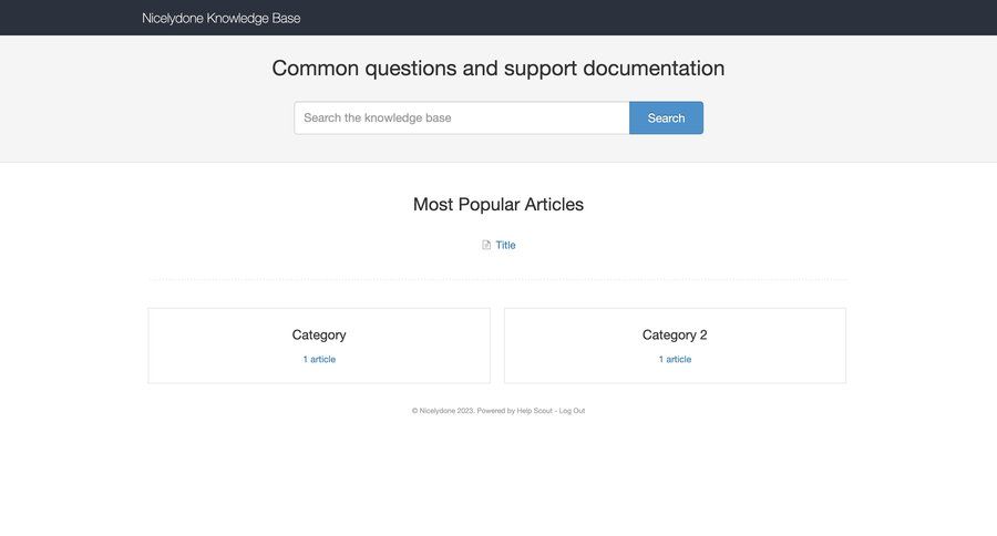 Help Scout
			 search bar customer support documentation knowledge base knowledge base home ui page example