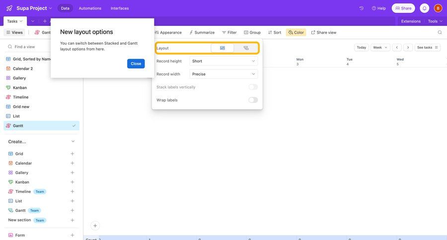 Airtable
			settings tooltip task management modal screen configuration settings project management form tip modern data grid settings modal ui page example
