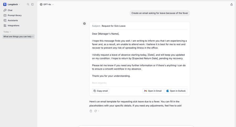 Langdock
			 sidebar navigation editor templates template customization email wysiwyg sidebar generate communication template creation ui page example