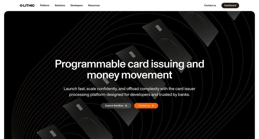 Lithic
			 b2b saas ui page example