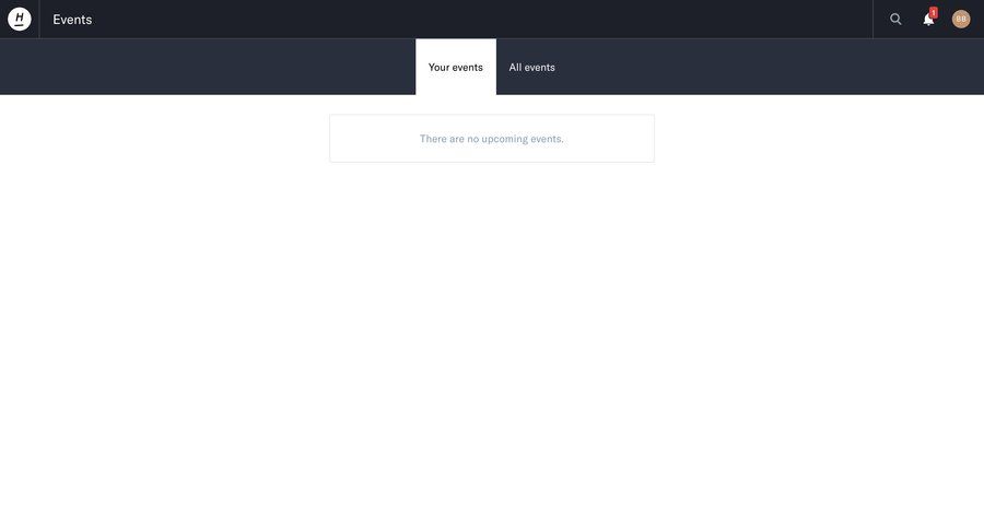 Homerun
			 calendar events empty state message event management ui page example