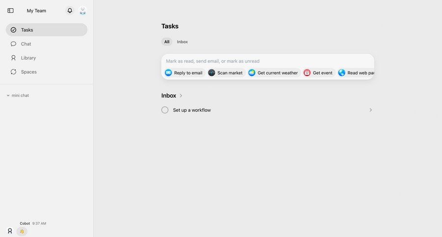 Cobot
			 task management dashboard inbox management quick actions ui page example