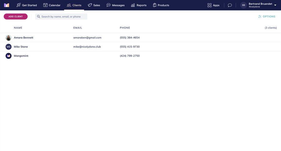 Mangomint
			 account management grid table crm dashboard ui page example