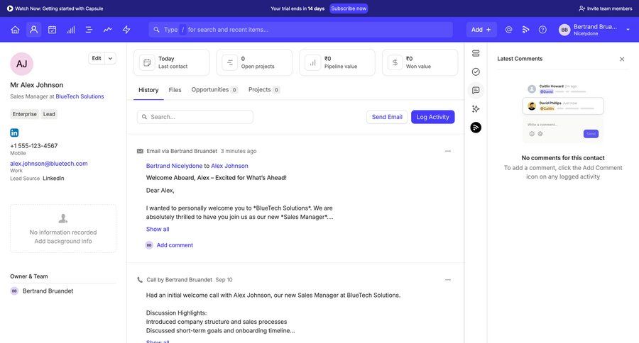 Capsule
			profile list detail page comments & reactions menu ui page example