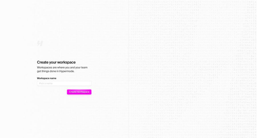Hypermode
			 onboarding form workspace creation ui page example