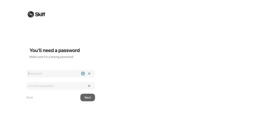 Skiff
				onboarding page example