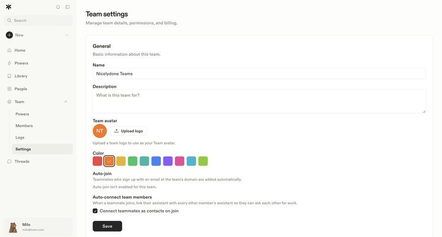 Town
			 configuration settings account management form user settings form layout color selection save changes sidebar navigation bar upload file modern avatar upload team management ui page example