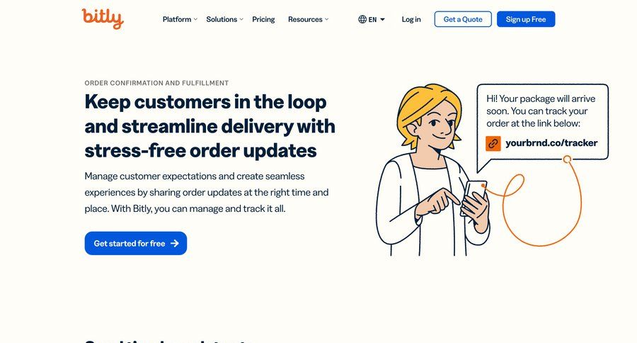Bitly
			 customer communication manage links chrome extension media gallery features testimonials case studies customer stories signup confirmation order tracking ui page example