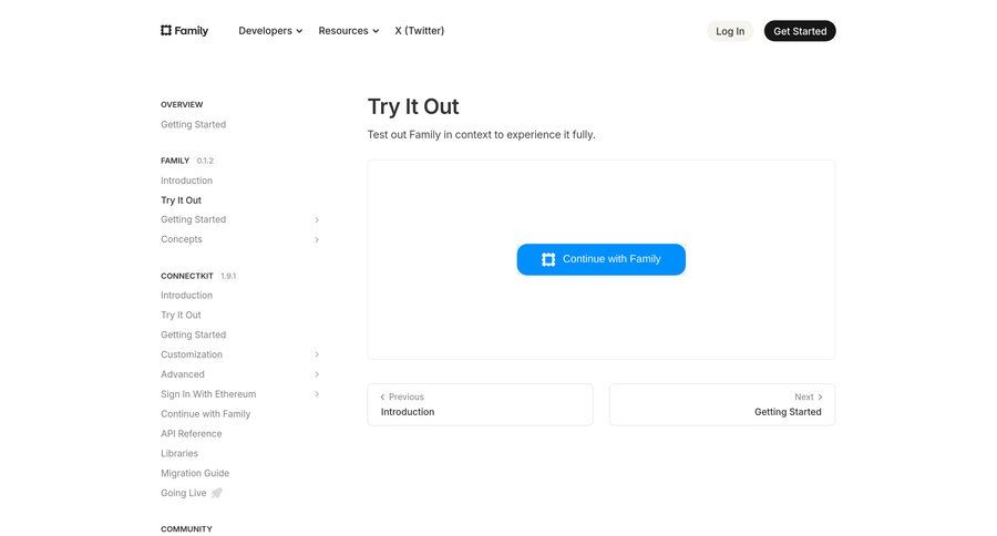 Family
				feature ui page example
