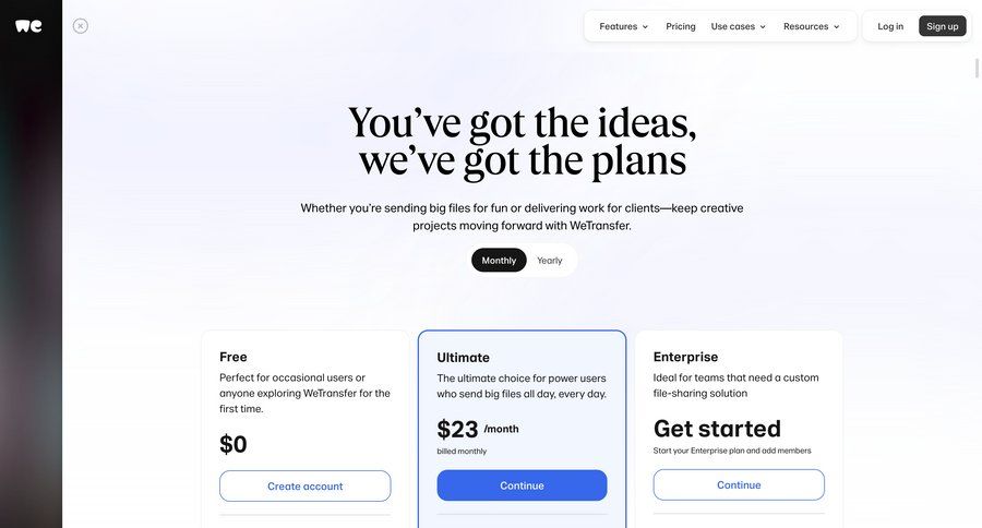 WeTransfer
			 payment method payment history service plans pricing plans subscription plans payment options payment page accordion payment confirmation pricing packages pricing calculator ui page example