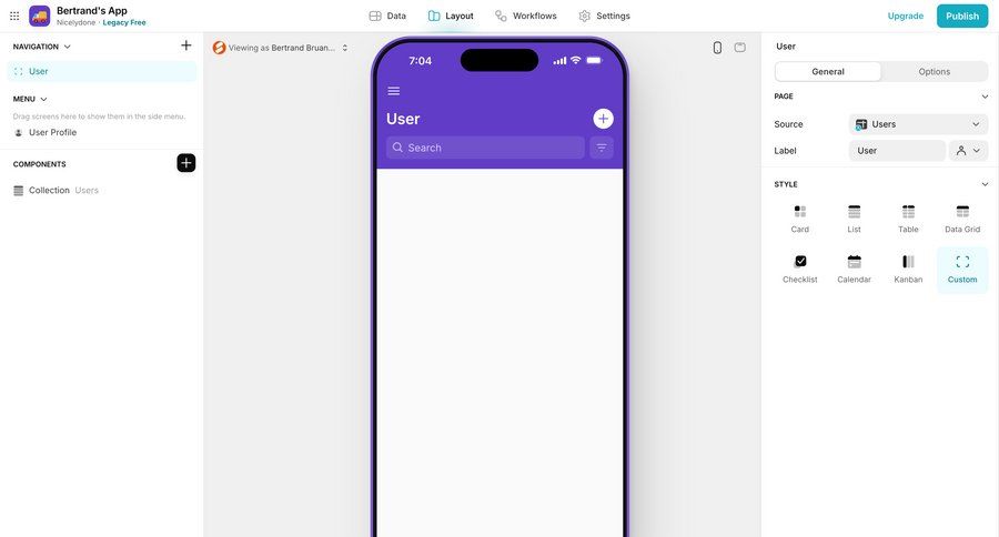 Glide
			 sidebar navigation form design customize drag and drop menu ui page example