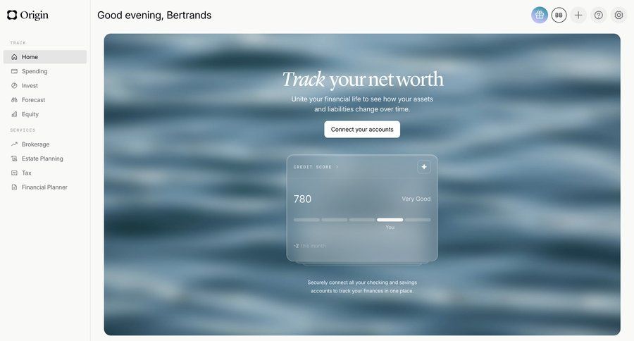 Origin Financial
				settings ui page example