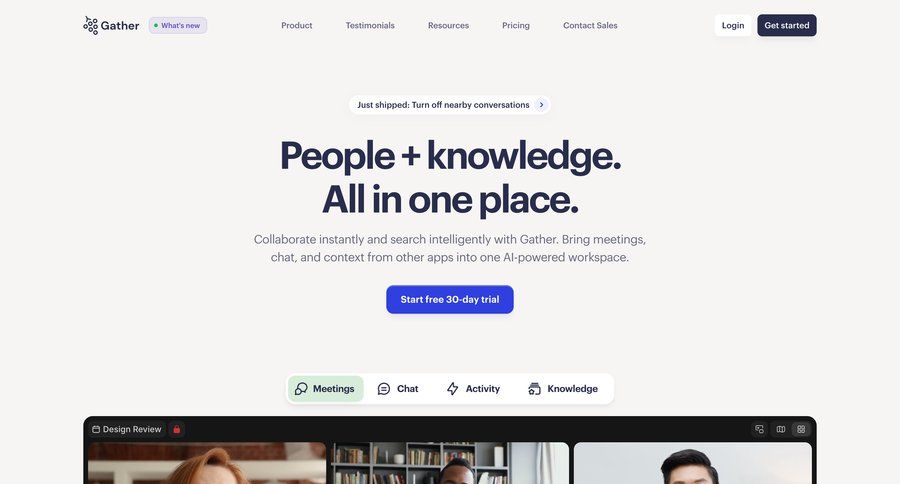 Gather
				landing page ui page example
