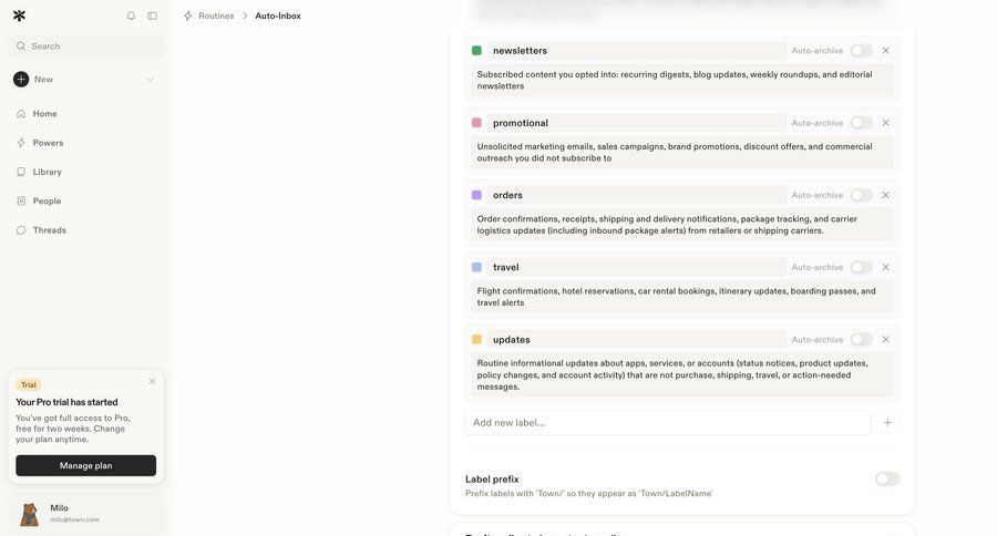 Town
			 workflow builder trial banner inbox management ui page example