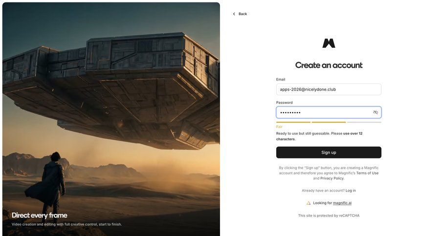 Magnific
			signup onboarding account setup account creation ui page example