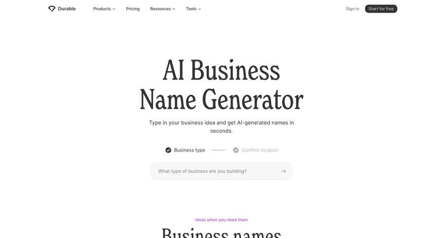 Durable
				product page ui page example