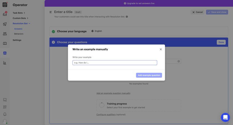 Intercom
			 modal screen configuration artificial intelligence form modal interaction natural language processing ui page example