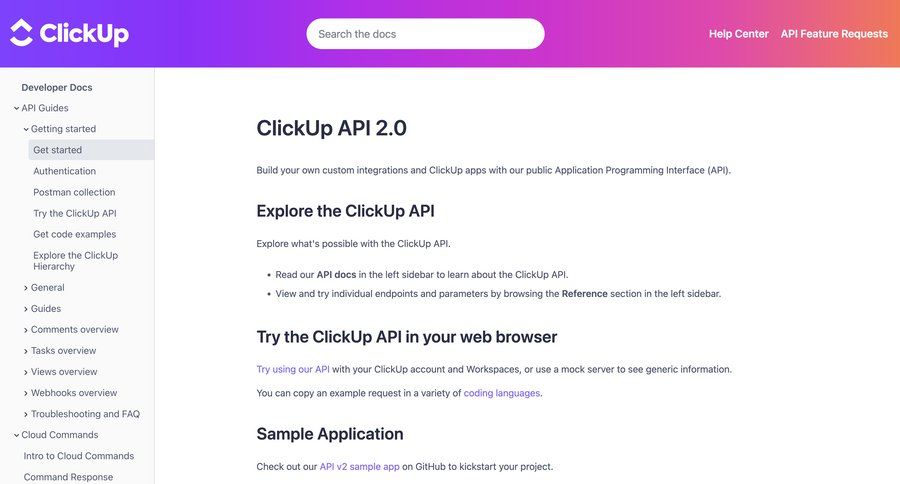 ClickUp
			 getting started audit log doc documentation docs check out command k ui page example