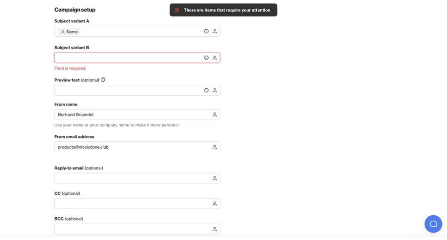 Ortto
			 form campaign management notification center setup campaign creation ui page example