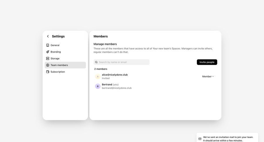 Shuttle
			 collaboration settings sidebar navigation user management onboarding account setup user access control content hierarchy sidebar toast notification configuration screen ui page example