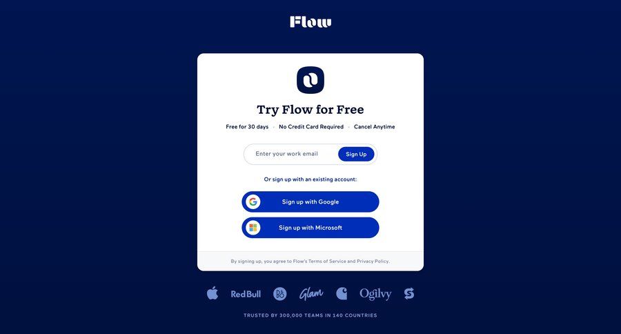 Flow
				signup page example