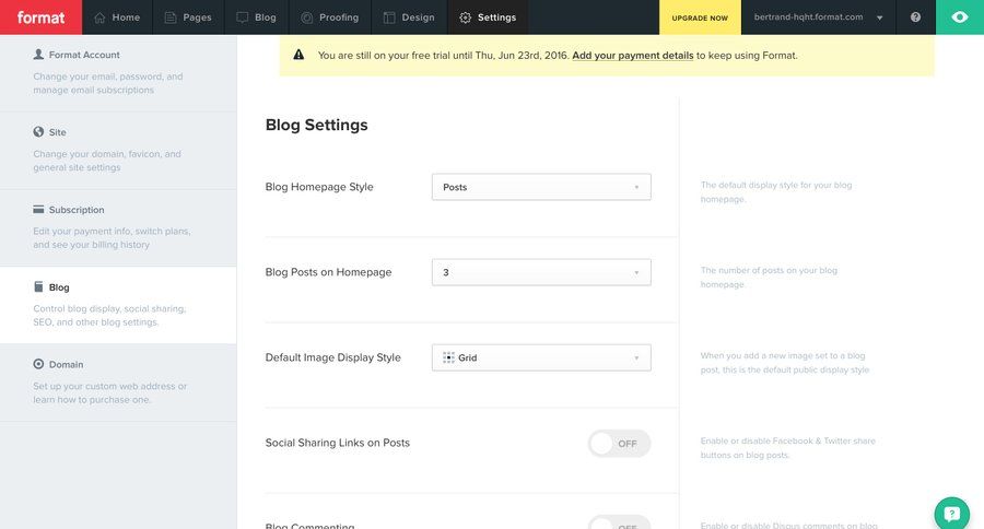 Format
			 configuration settings form blog management payment history billing history sidebar alert ui page example