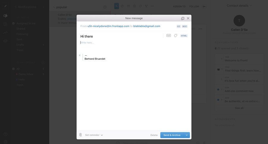 Front
			 email compose email task communication communication ui page example