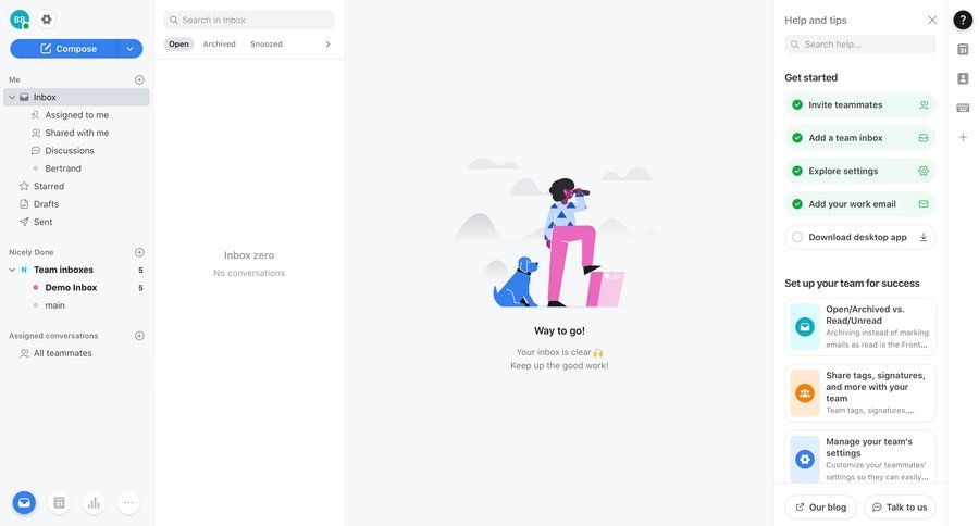 Front
			 team collaboration sidebar navigation onboarding email management email compose email inbox management inbox communication documentation search bar ui page example