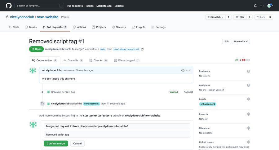 Github
			 collaboration full-screen layout merge menu review version control ui page example