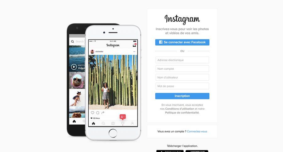 Instagram
				 page example