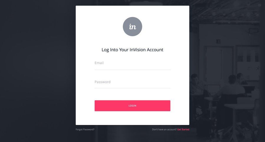 Invision
				signin page example
