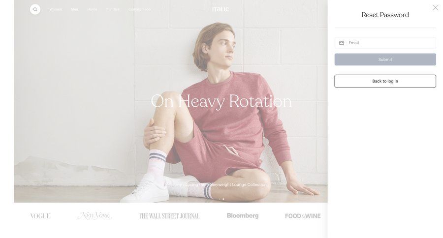 Italic
				password reset page example