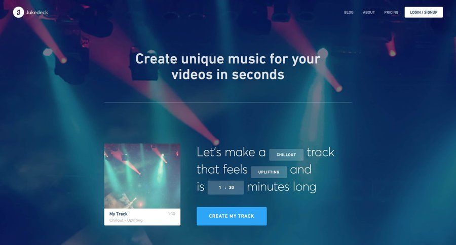 Jukedeck
				 page example