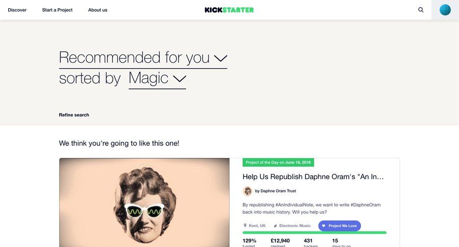 Kickstarter
				collection page example