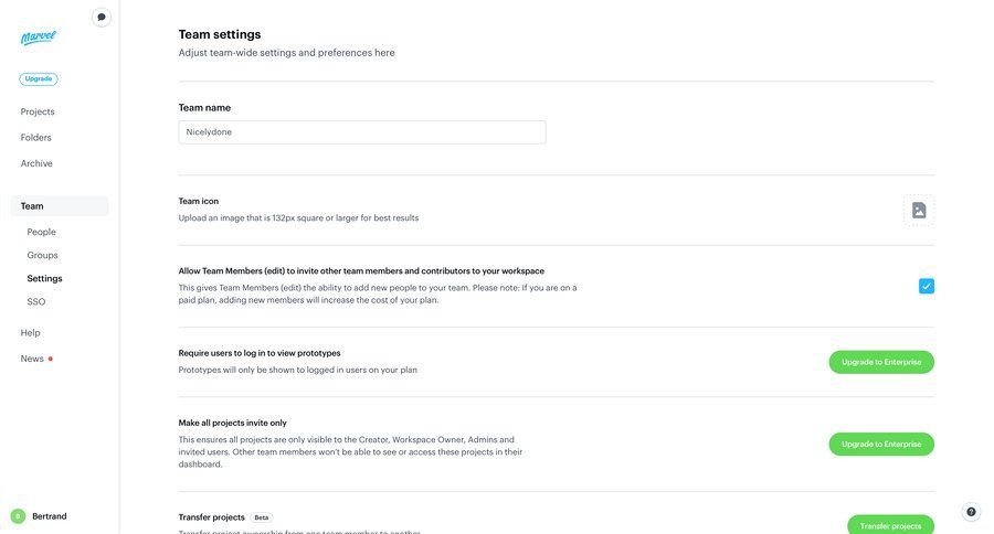 Marvel
			 preferences settings form user management team management account management configuration save changes enterprise settings access controls ui page example