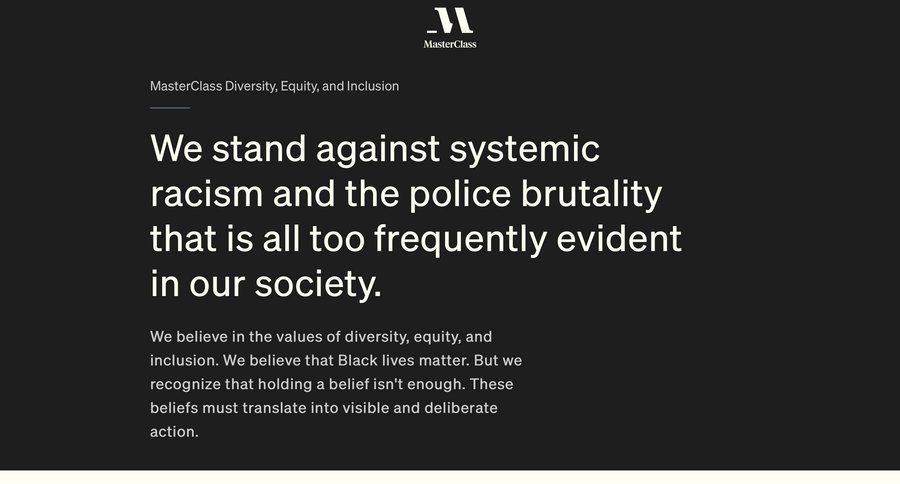 Masterclass
				about & company mission page example