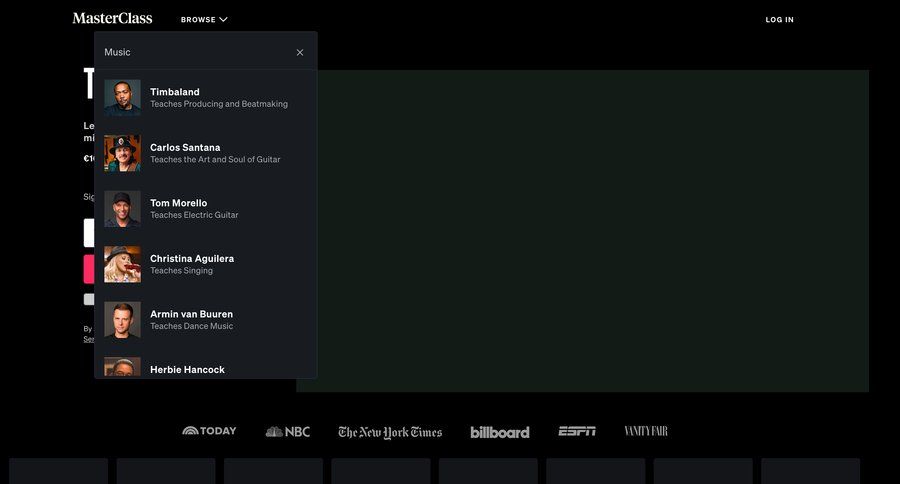 Masterclass
				dropdown & other states page example