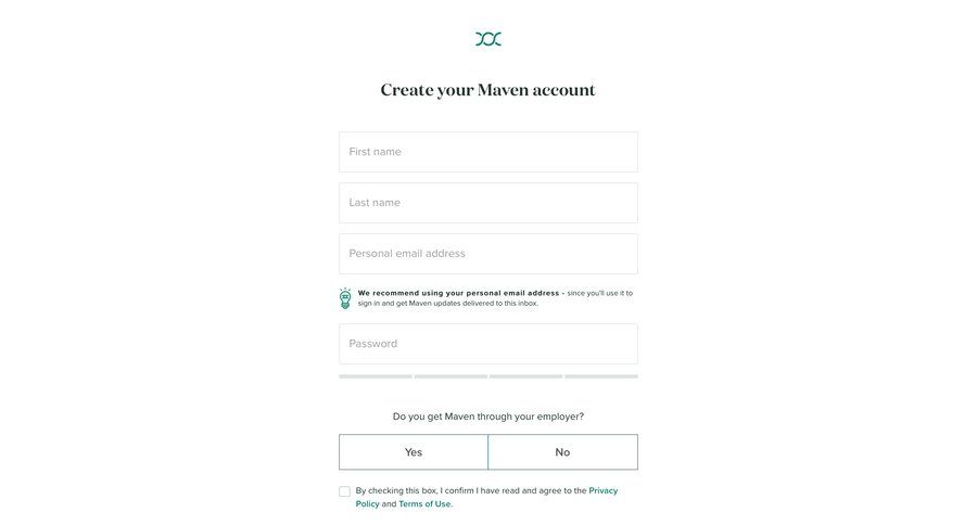Maven
				signup page example