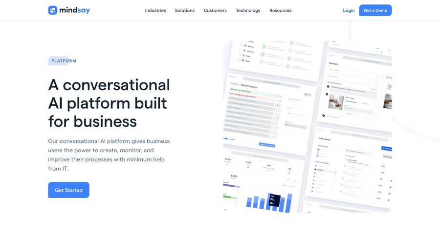 Mindsay
			 virtual assistant filter ui sort by ui date filter conversational bot builder ui page example
