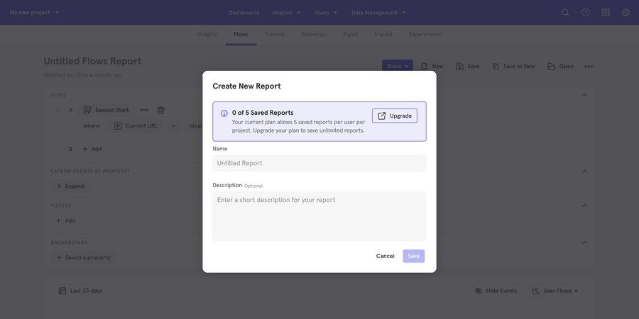Mixpanel
			 data management form report details data analytics message create data visualization ui page example