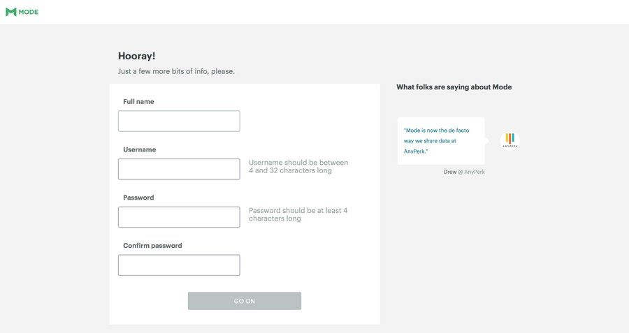 Mode
				signup page example