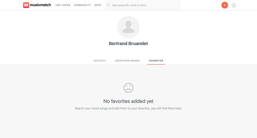 Musixmatch
				empty state page example