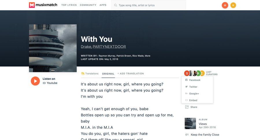 Musixmatch
				share page example