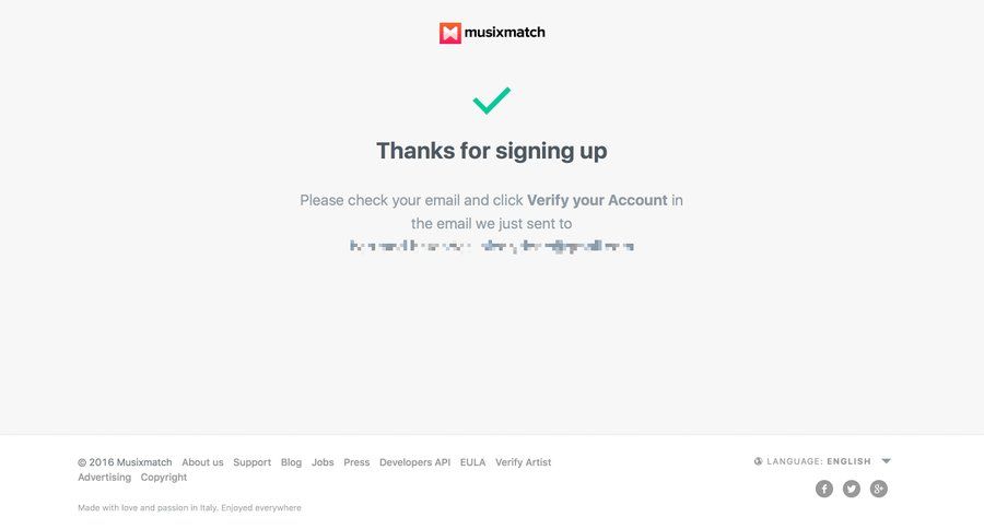 Musixmatch
				signup page example