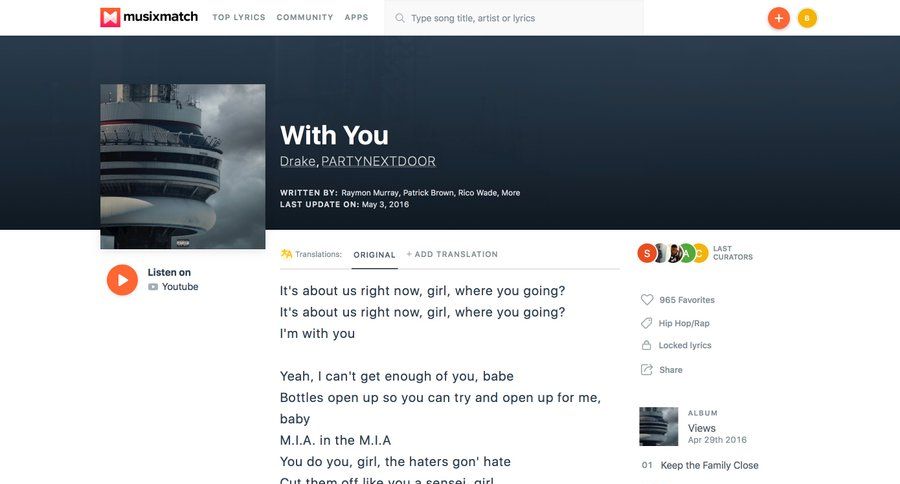 Musixmatch
				detail page page example
