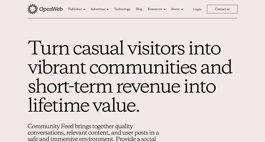 OpenWeb
			 content recommendation ui page example
