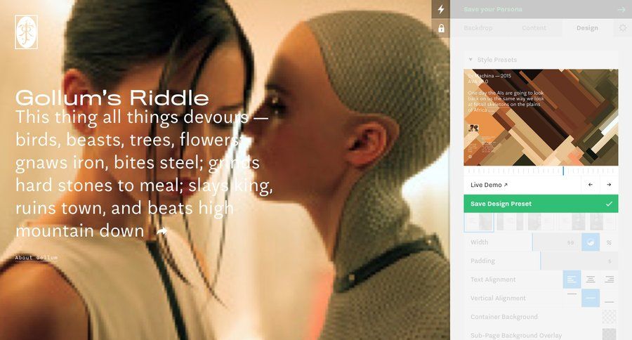 Persona
				settings page example