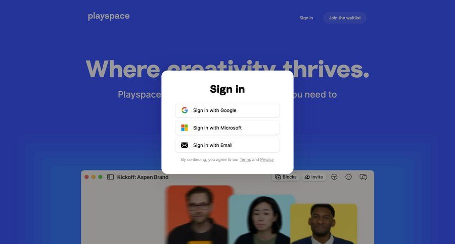 Playspace
				signin page example