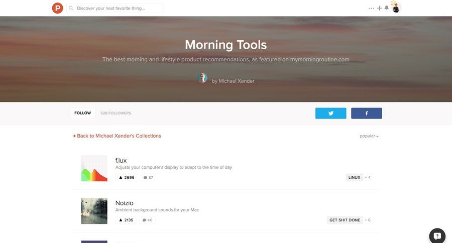 Product Hunt
				collection page example