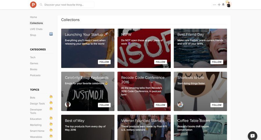 Product Hunt
				collection page example
